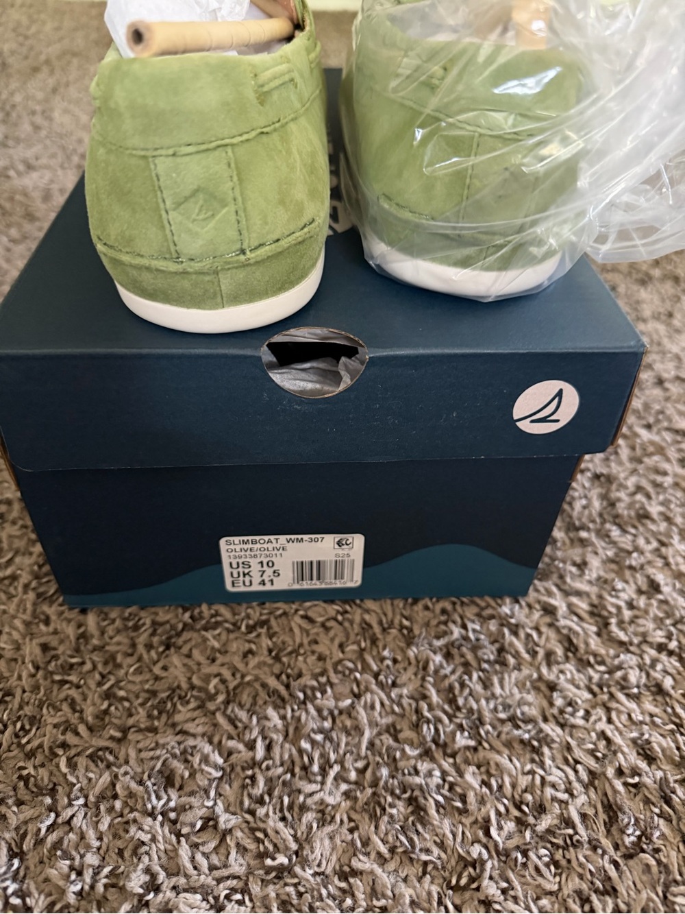 New Women Sperry Green Suede Driving Loafers - Picture 5 of 6